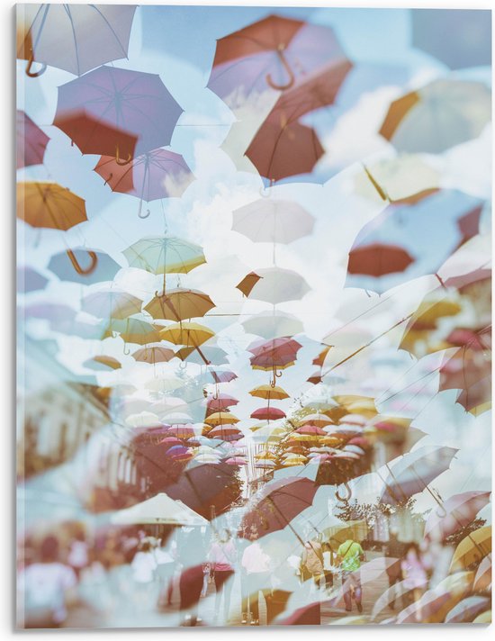 Acrylglas - Straat - Mensen - Paraplu - Kleuren - 30x40 cm Foto op Acrylglas (Wanddecoratie op Acrylaat)