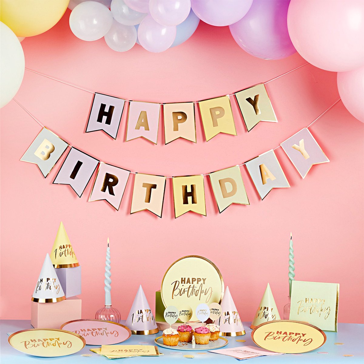 Happy Birthday - Pastel Goud
