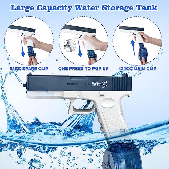 Nouveau pistolet à eau électrique automatique puissant, pistolet à eau à tir continu, pistolet à eau pour enfants