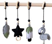 Babygym hangers - Boxmobiel hangers - Hangspeelgoed - Speeltjes voor de babygym - Ster ijsje vogel en blad