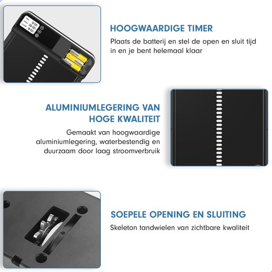 Kippenluik op zonne-energie, automatisch kippenluik van aluminium, kippendeur met waterdicht groot display, lichtsensor, afstandsbediening, anti-knijpfunctie, timer voor het veilig houden van kippen