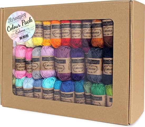 Pack de couleurs de Scheepjes Catona - 109 couleurs x 10 grammes (mini boules)