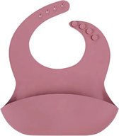 Voordeelset van 2 stuks - Siliconen Baby Slabber met Opvangbakje - Trendy kleuren - Soft Pink - Dark Pink