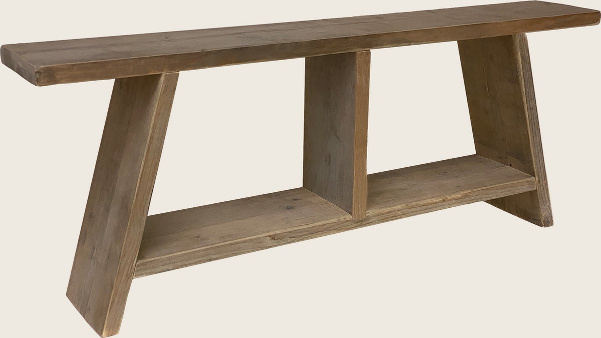 115 cm steigerhouten bank met 2 vakken - sloop hout - gebruikt hout - 115x19,5x47 cm