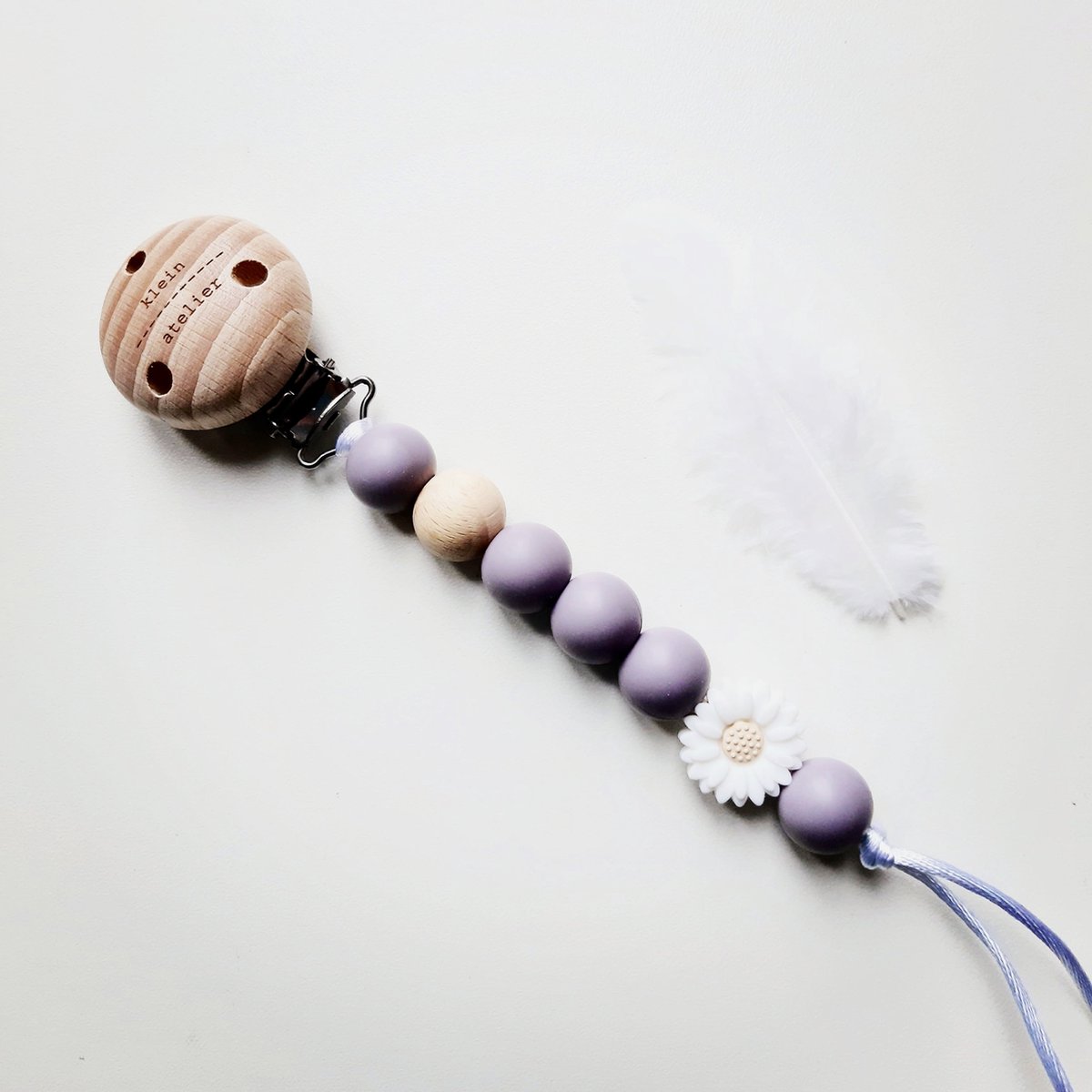 Goedkoopste Fopspeenketting newborn bloem, lavender