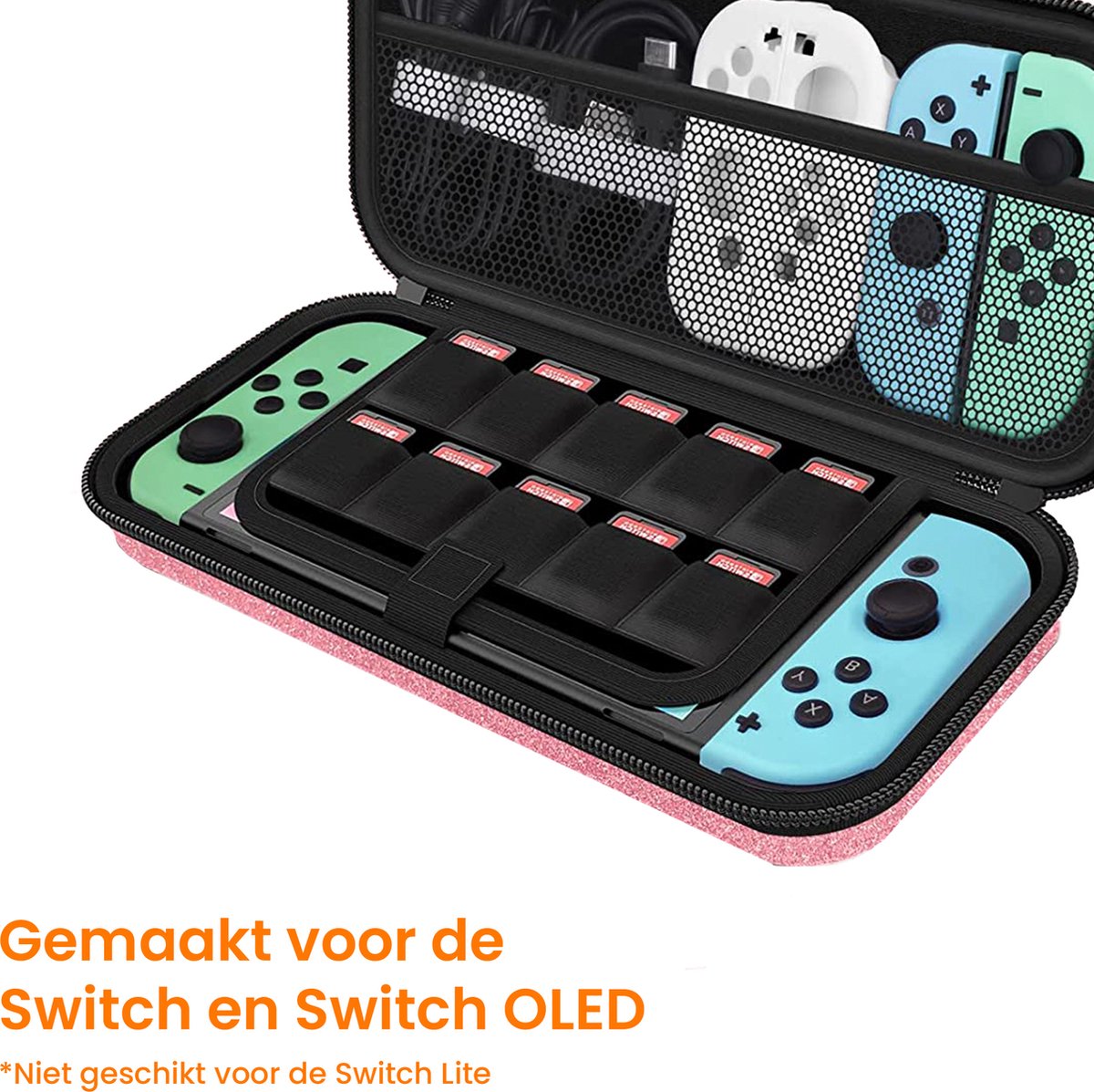 YONO Hard Case Nintendo Switch OLED: Glitter Roze thumbnail 3