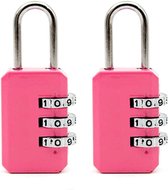 Serrures à combinaison 2 pièces - Mini cadenas - Serrure à 3 chiffres - Convient pour casier, sport, valise - Rose