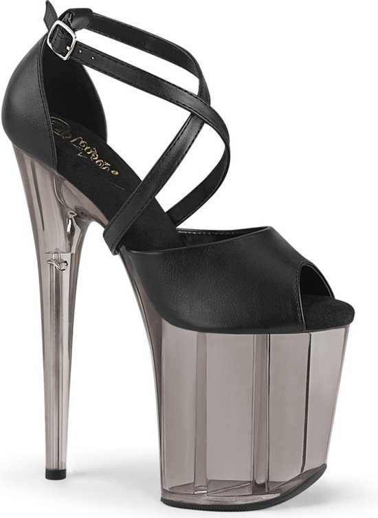 Pleaser - FLAMINGO-840T Sandaal met enkelband, Paaldans schoenen - Paaldans schoenen - 38 Shoes - Zwart