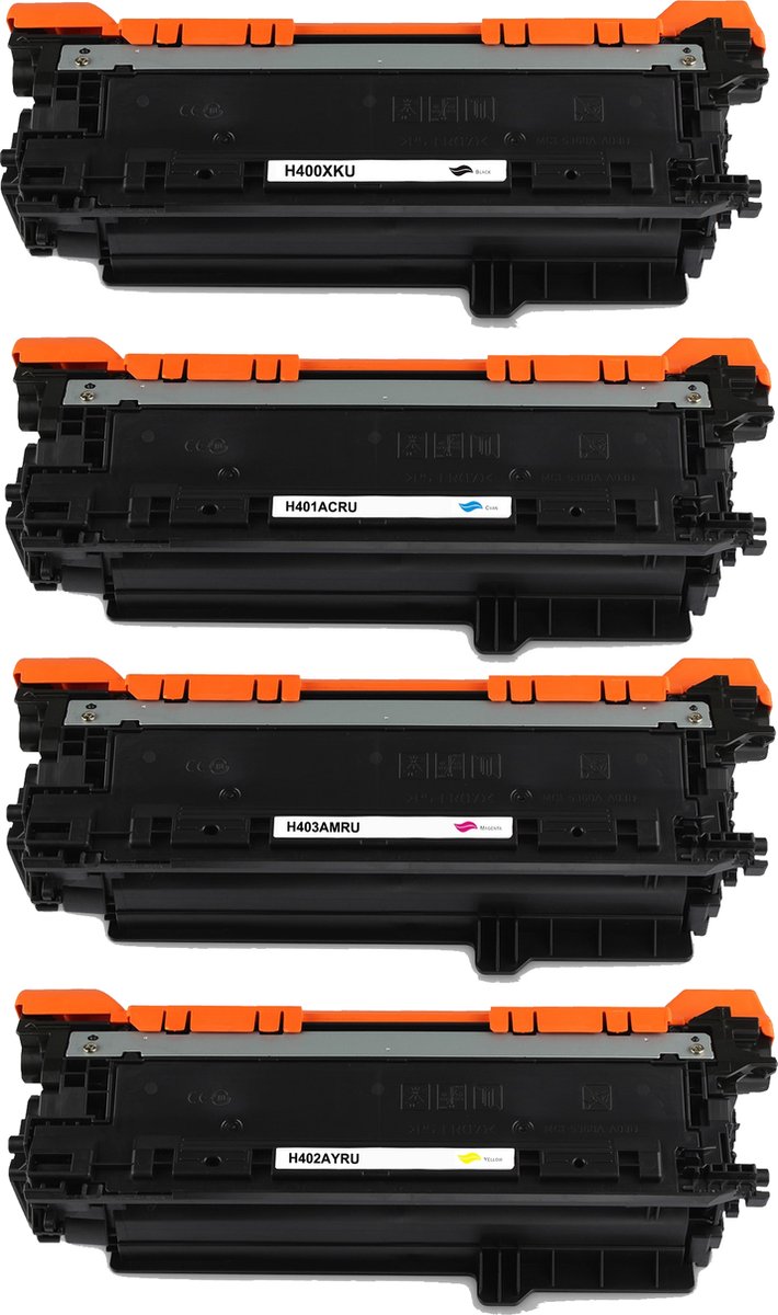MediaHolland - Huismerk Toner CE400X, CE401A, CE402A, CE403A geschikt voor HP Color Laserjet Printers - Zwart, Cyaan, Magenta en Geel - Toners Cartridges - Zwart: 11000Pagina's & Kleur: 6000 Pagina's