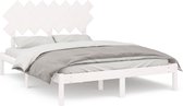 vidaXL - Bedframe - massief - hout - wit - 140x200 - cm