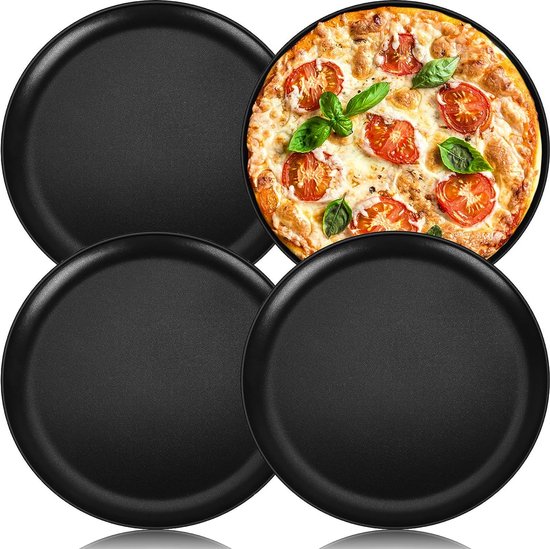 FUNSUEI Pizzaplaat, 8 stuks, 26 cm, roestvrij staal, stalen