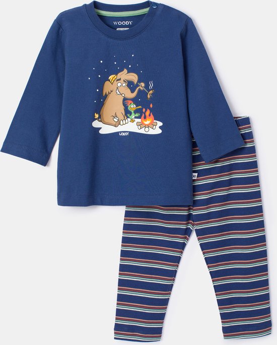 Woody pyjama jongens - mammoet - blauw - 232-10-PLS-S/834 - maat 68