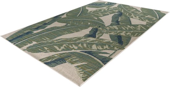 Lalee Capri - Vloerkleed - Outdoor indoor- Buitengebruik - Sisal look - Flatwave - tuin - kleed - Tapijt - Karpet - 80x150 cm- groen beige blad