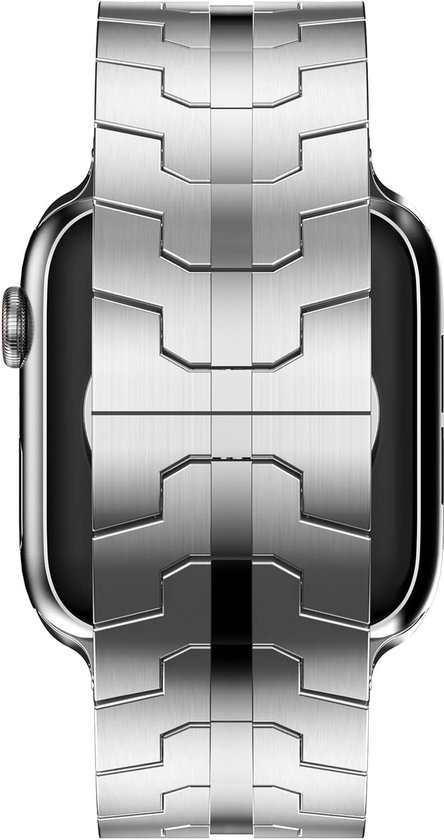Bracelet de montre connectée en acier inoxydable pour homme compatible avec Apple Watch - Bracelet en métal Ultra Band avec boucle déployante pour iWatch Ultra 8 7 6 5 4 3 2 1 SE - 42 mm/44 mm/45 mm/49 mm - Argent