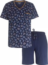 Paul Hopkins Heren Shortama - Pyjama Set - Paisley Print - 100% Katoen - Blauw - Maat L