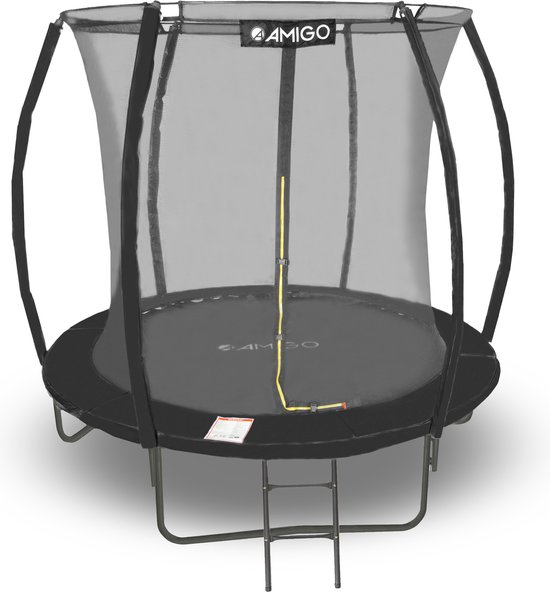 Trampoline AMIGO Basic - Avec filet de sécurité et Ladder - 244 cm - Zwart  | bol
