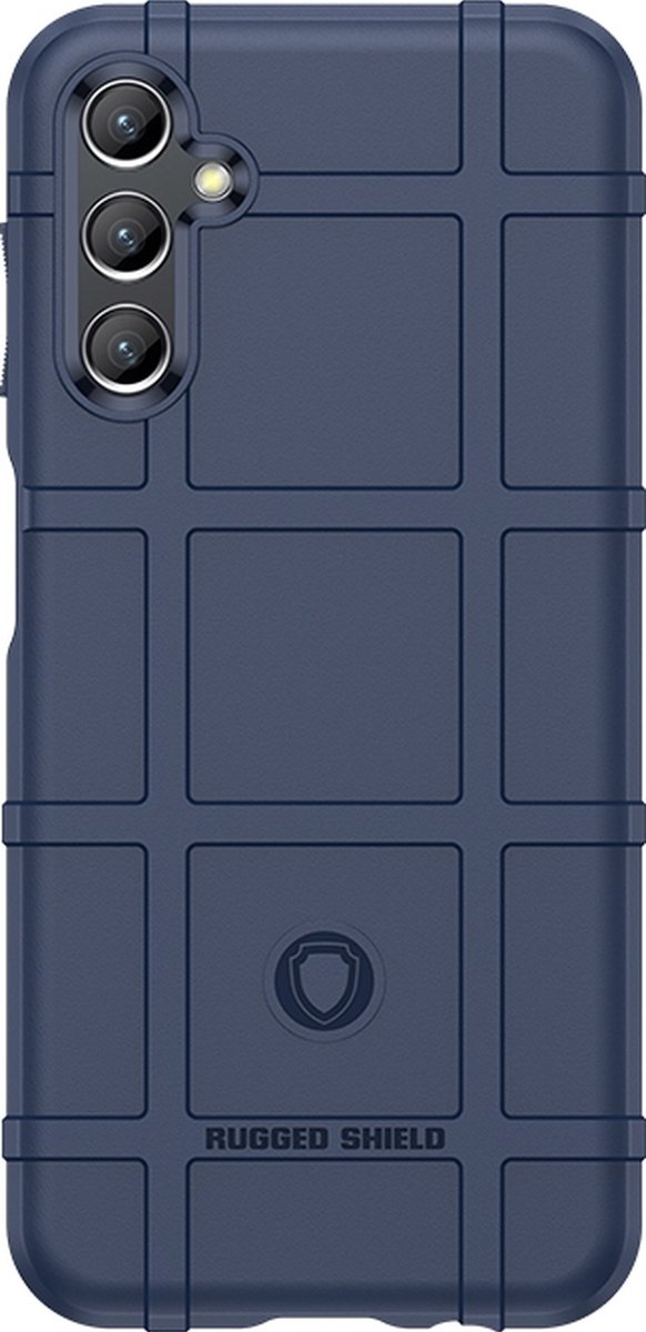 Mobigear Hoesje geschikt voor Samsung Galaxy A24 Telefoonhoesje Flexibel TPU | Mobigear Rugged Shield Backcover Shockproof | Schokbestendig Galaxy A24 Telefoonhoesje | Anti Shock Proof - Blauw