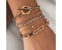 Sorprese armband - Diamond - armband dames - goud - 5 delig - cadeau - Model B