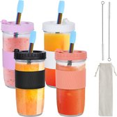 Bubble Tea Cups met deksel en rietje 730ml set van 4 herbruikbare glazen voor milkshakes, sappen, smoothies, bieren