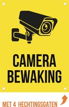 Pictogram/ bord alu di-bond | "Camerabewaking" | 27 x 36 cm | Met 4 boorgaten | CCTV | Beveiliging | Camerabewaking | Videobewaking | Diefstal verhinderen | Preventie | Opvallend | Geel | Dikte: 3 mm | Nederlands | 1 stuk