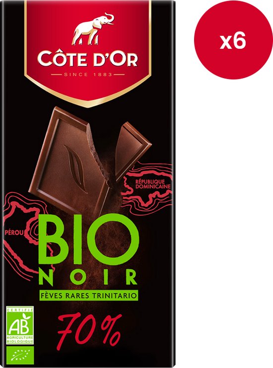 Côte d'Or - Tablette de chocolat - Bio Noir 70% - 90g x 6