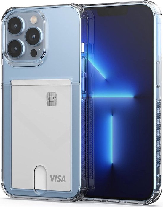 Coque IPhone Transparente Bleue Avec Porte-cartes - Pour IPhone 12, 13 (TPU Silicone)