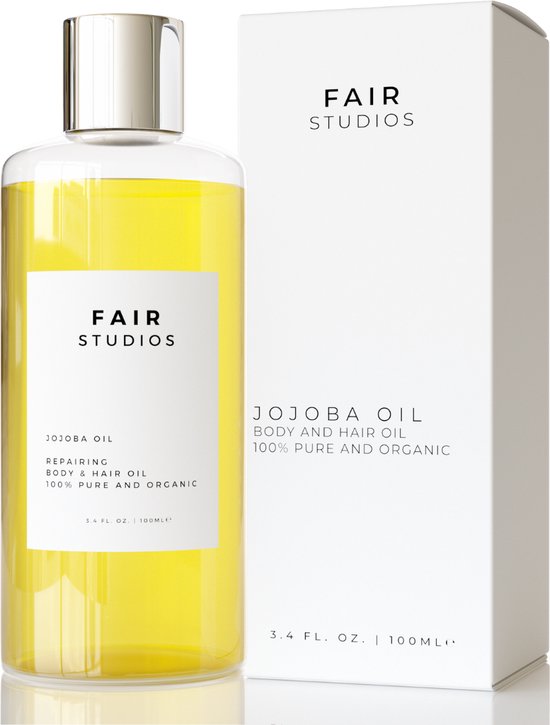 Foto: Fair studios jojoba olie puur 100ml voor haar lichaam en gezicht koudgeperst rijk aan vitaminen en mineralen biologisch keurmerk nl bio 01