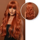 SassyGoods® Koper Rode Pruik - Oranje Pruik Vrouw - Pruiken Dames Lang Haar - Wig - Ginger Rood - 70 cm