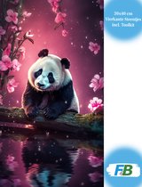 F4B Panda Peinture de diamants 30x40cm | Pierres carrées | Animaux | Panda géant | La Chine | Forfait de peinture au diamant pour adultes | Enfants | Entièrement opaque