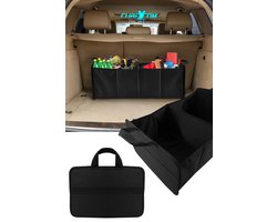 CUBEXCOM® Kofferbak Organizer, Kofferbaktas, Kofferbak Organisator, Auto Kofferbak Organizer, Achterbak Organizer, Opvouwbare Organizer Auto met Vakken, Stabiele en Waterdichte Bodem met Anti-Slip Klittenband, Zwart, 50x32x22cm