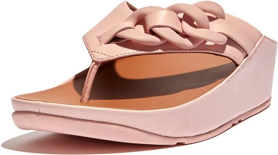 FitFlop Opalle Rubber-Chain Leather Toe-Post Sandals ROZE - Maat 41