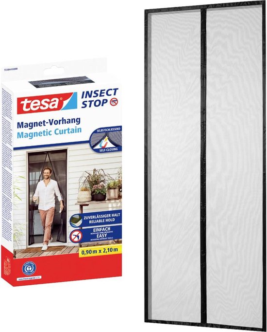 Foto: Tesa fliegengitter 55384 00000 00 magneetgordijn b x h 0 90 m x 2 10 m antraciet 1 stuk s 