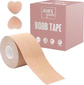 Jean's goods Boob Tape - Boobtape - BH tape - Fashion tape - Inclusief Herbruikbare Siliconen Nipple Covers - 5 Meter - Beige