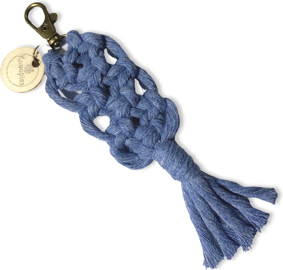 Sleutelhanger 'Boho' - Diverse kleuren - Blauw - Katoenkoord - Handgemaakt in ons Macramé Atelier - Prijs per Stuk - Inclusief Verzendkosten