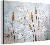 Wanddecoratie Metaal - Aluminium Schilderij Industrieel - Stilleven - Droogbloemen - Natuur - 90x60 cm - Dibond - Foto op aluminium - Industriële muurdecoratie - Voor de woonkamer/slaapkamer