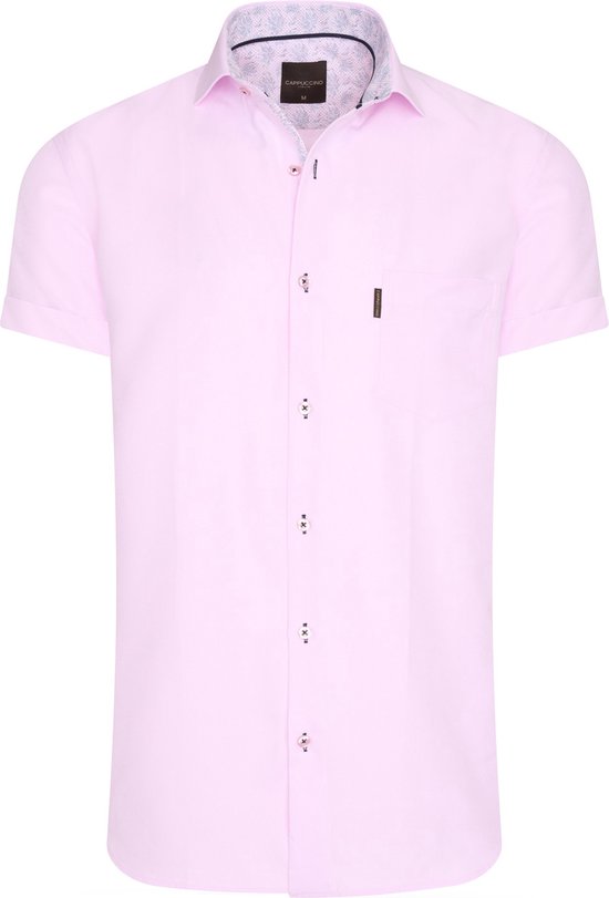 Cappuccino Italia - Heren Overhemden Short Sleeve Blouse Roze - Roze - Maat S
