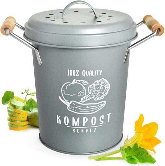 Sendez Compost bin avec filtre à charbon actif, 4 litres