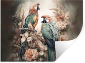 Muurstickers - Sticker Folie - Papegaaien - Vogels - Natuur - Bloemen - 40x30 cm - Plakfolie - Muurstickers Kinderkamer - Zelfklevend Behang - Zelfklevend behangpapier - Stickerfolie