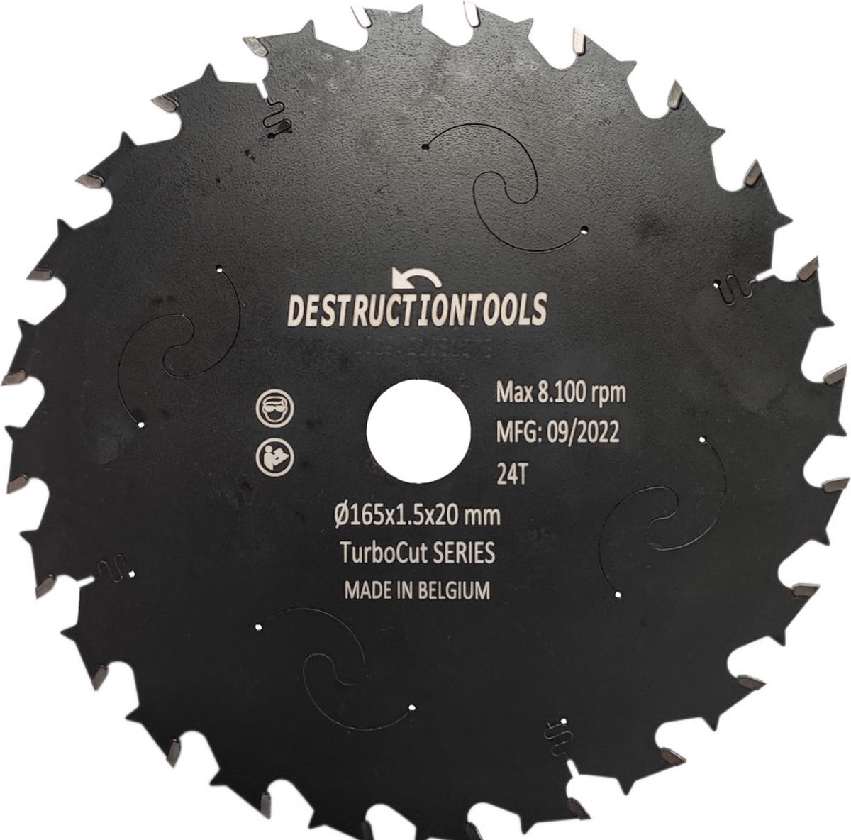 Destructiontools tct cirkelzaagblad 165mm - hout - D165mm, asgat 20mm - TurboCut Series