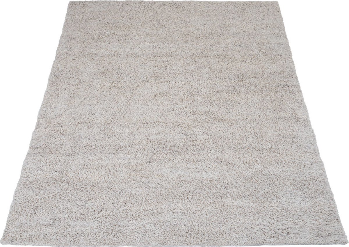 Veer Carpets Vloerkleed Berbero Pelosa Creme 815 - 160 x 230 cm - Wol Hoogpolig Vloerkleed – Japandi / Tijdloos Design Beige