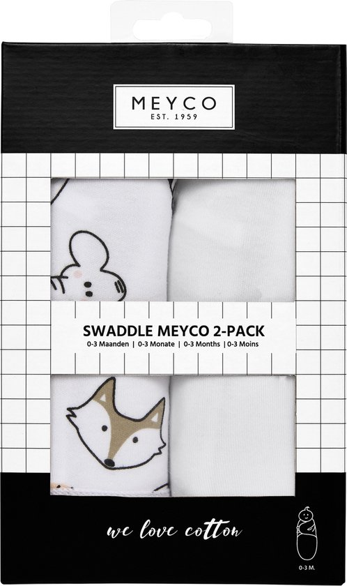 Meyco Baby Animal/Uni swaddlemeyco inbakerdoek - 2-pack - multicolour - 0-3 maanden - Meyco