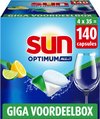 Sun - Vaatwascapsules - Optimum All-in 1 - Citroen - een capsule met Active Oxygen - 4 x 35 Vaatwastabletten - Voordeelverpakking