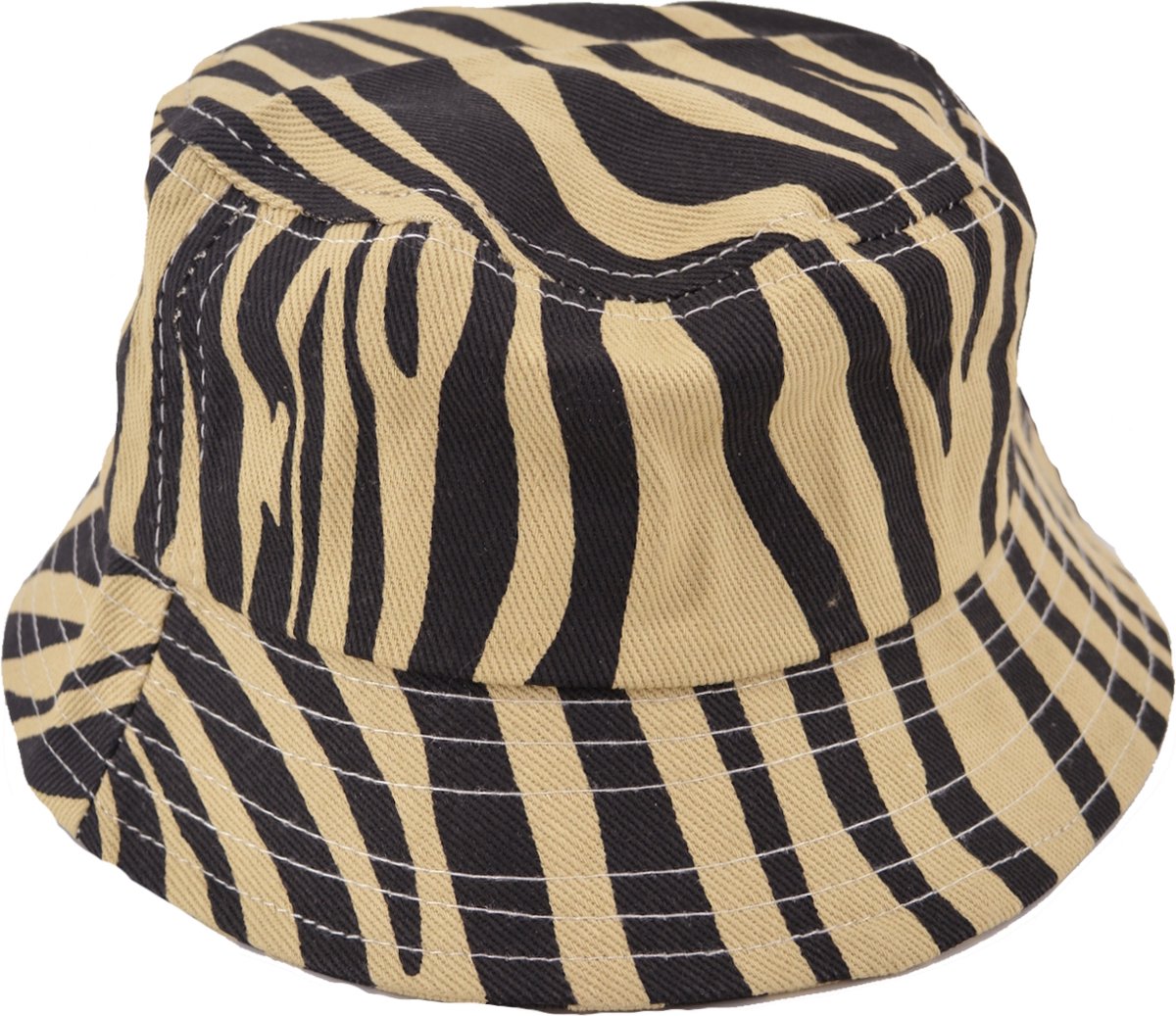 Kinder Bucket Hat / Strand Hoed - Zebra Zwart/Beige | 52-54 cm | Katoen | Fashion Favorite