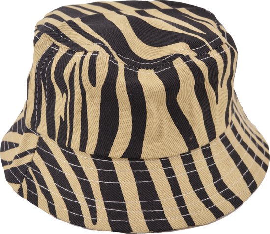 Kinder Bucket Hat - Zebra Zwart/Beige | 52-54 cm | Katoen | Fashion Favorite