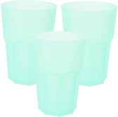 Limonade/drinkbeker onbreekbaar kunststof - 24x - mintgroen - 480 ml - 12 x 9 cm - camping bekers