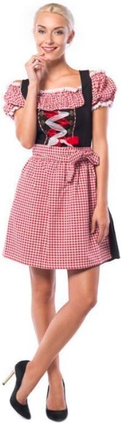 Partyxclusive Dirndl Anne-ruth Dames Polyester Rood/zwart Maat Xl