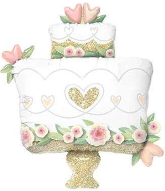 Folieballon Glitter Gold Wedding Cake 104 cm