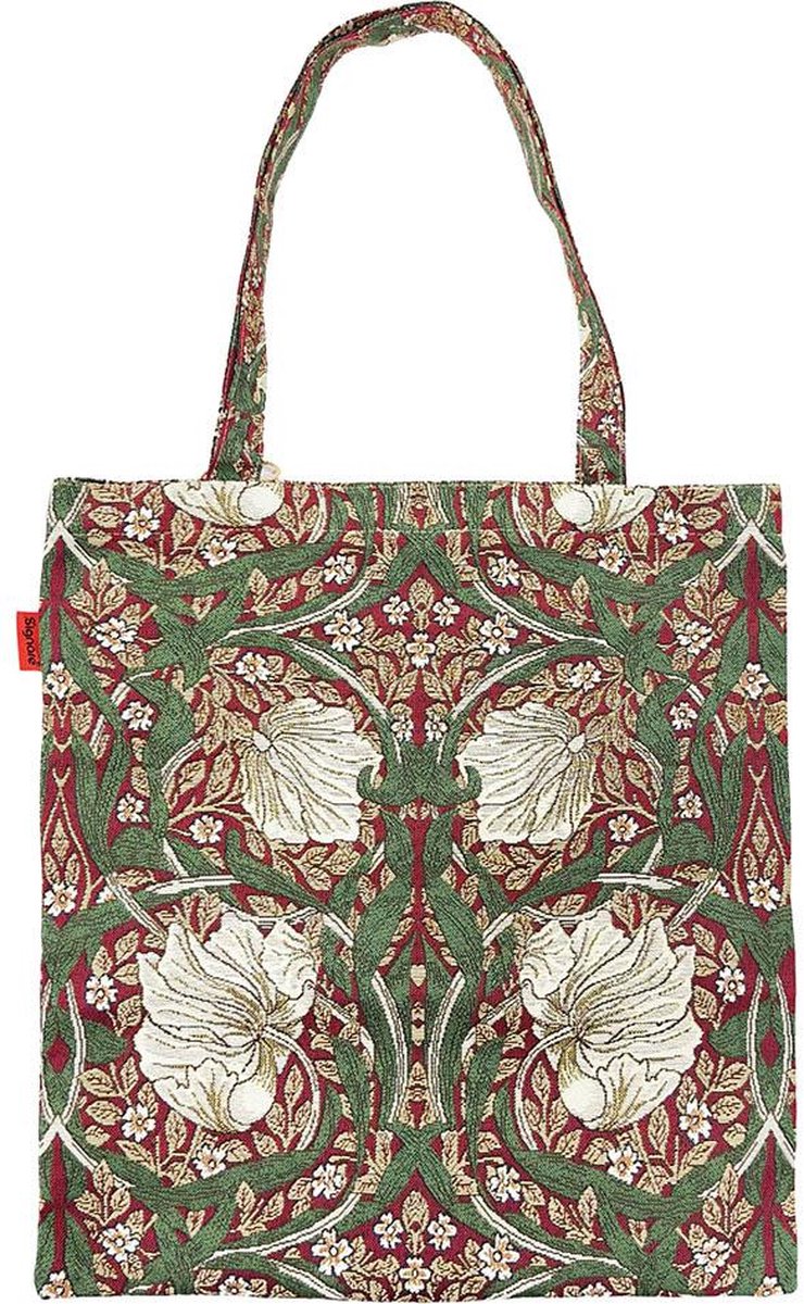 Boodschappentas - Gobelinstof - Flat bag - Pimpernel rood - William Morris