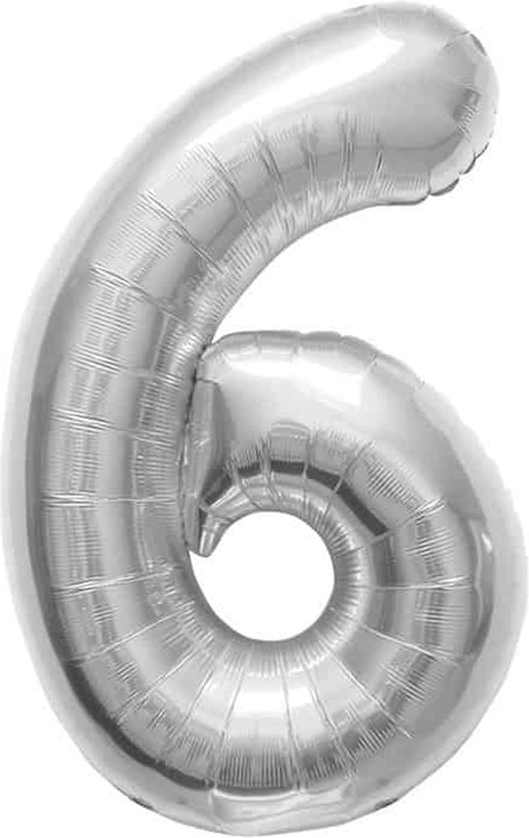 Cijfer 6 Zilver lucht 41cm