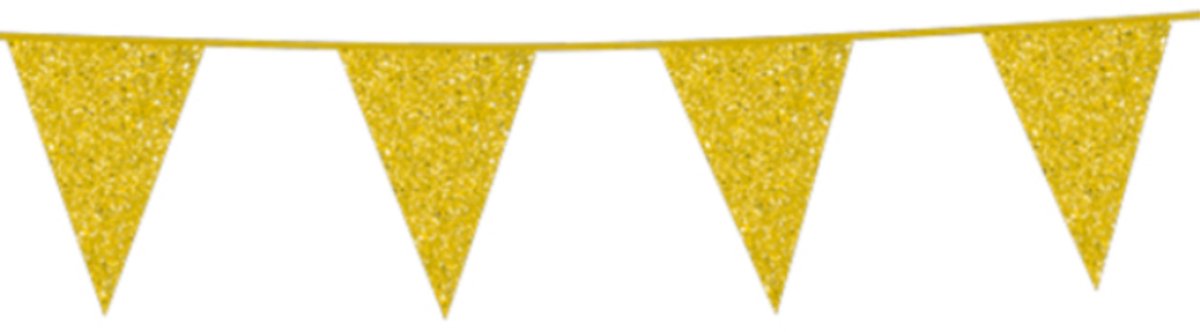 Glitter vlaggenlijn goudkleurig 6 meter.